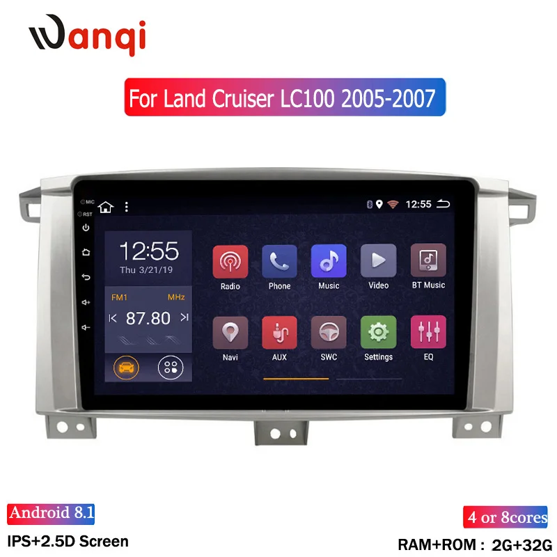  Android 8.1 2G RAM 32G ROM Car gps for Toyota Land cruiser 100 GX LC 100 Auto Radio Multimedia Navi
