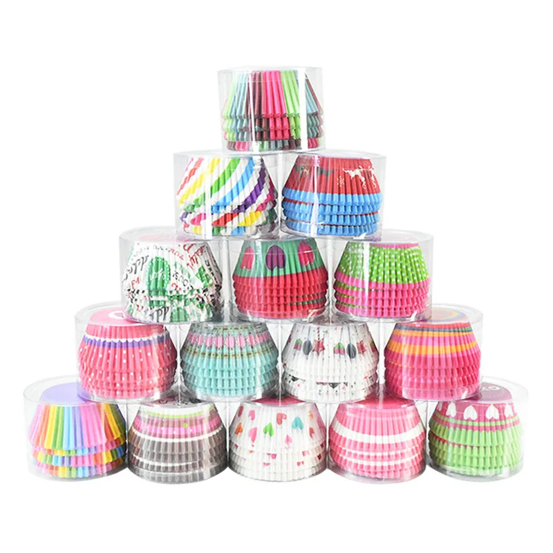 100pcs/set Muffin Liners Cupcake Paper Cups Cake Forms Baking Box Case Cake Mold Decorating Tool Wedding Birthday Party Supplies