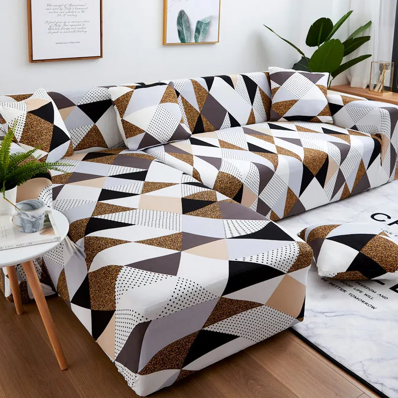 1/2 piece sofa set geometric sofa set living room sofa cover corner L-shaped chaise longue sofa cover
