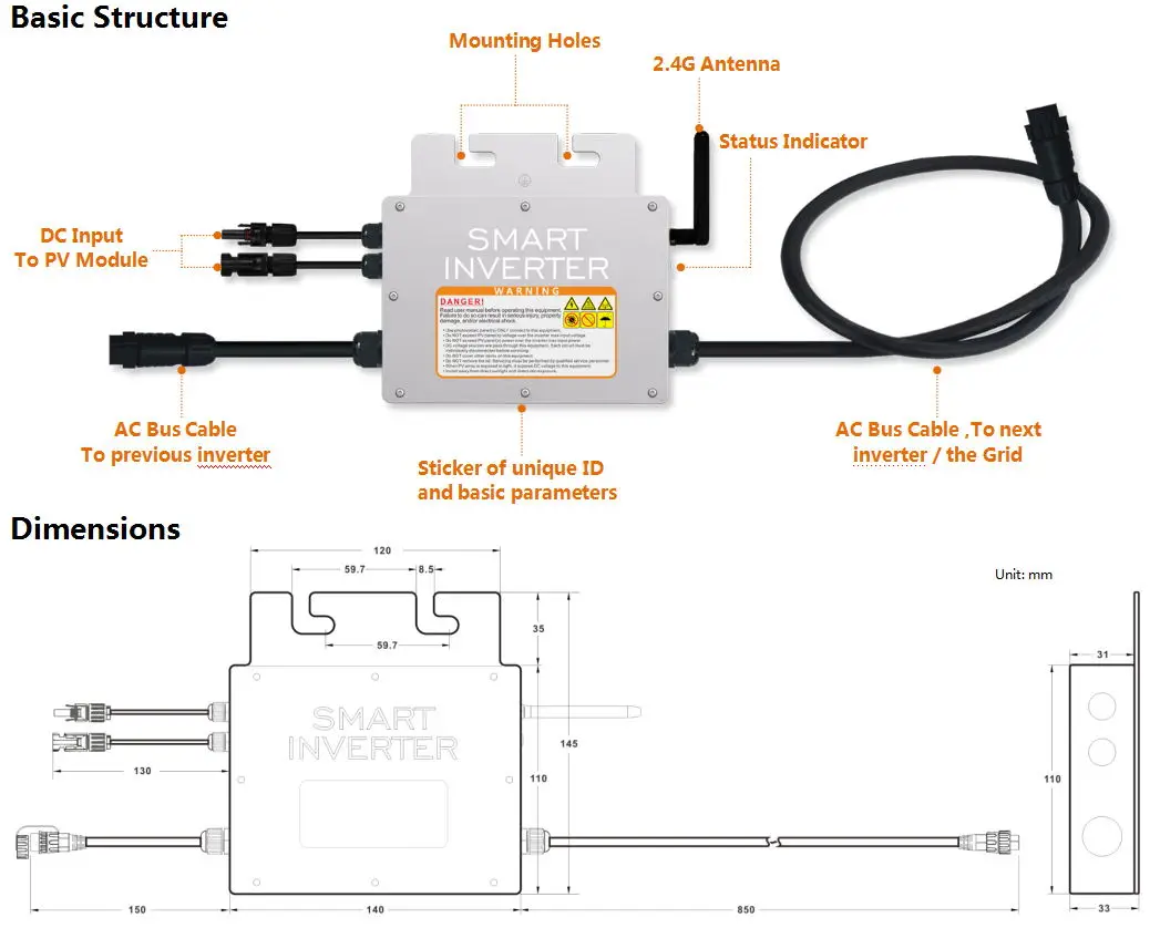 Waterproof Solar Grid Tied Micro Inverter 250W SG250 Microinverter Inversor 120V Or 230VAC 45-62Hz Output