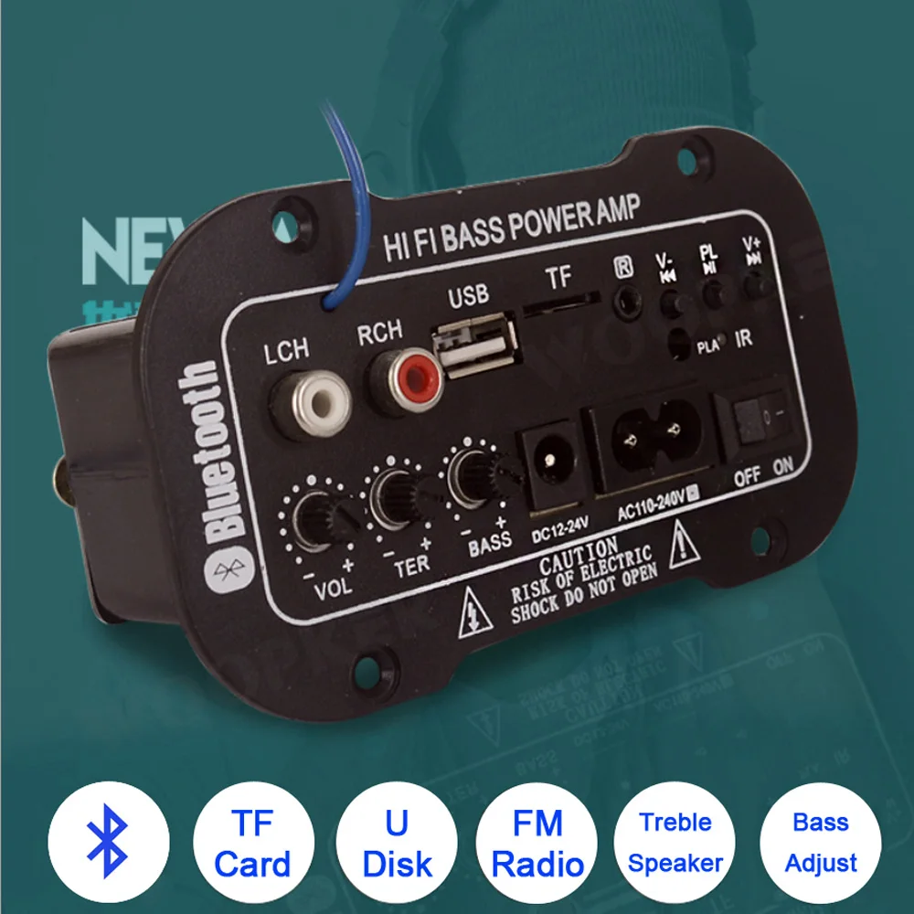 Woopker Digital Amplifier Decoder Board 25-30W Bluetooth Audio Amplifier DIY USB FM Radio TF Player Subwoofer 110V 220V - 3