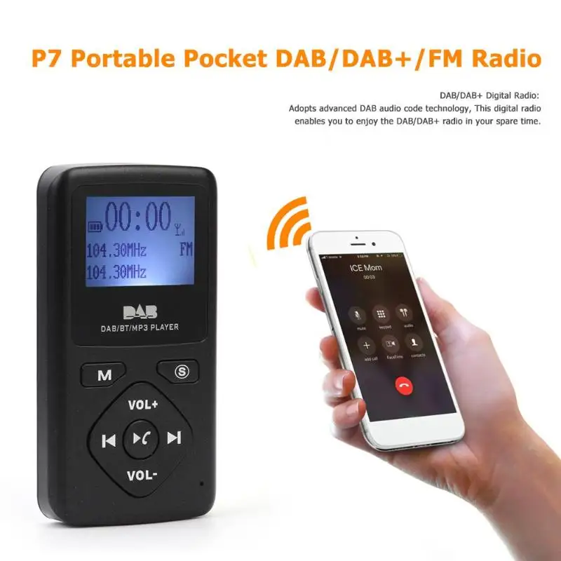 P7 цифровой ЖК-дисплей DAB/DAB+/FM стерео радиоприемник с Bluetooth mp3-плеером и наушниками портативные карманные радиоприемники