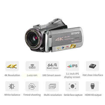 

Digital Professional Video Camera Real 4K Wifi 64X Digital Zoom 30FPS Night Vision Camcorder ORDRO AZ50 For Live Broadcast