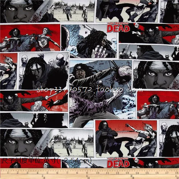 105cm Width The Walking Dead Print Cotton Fabric for Baby Boy Clothes Home Textile Cushion Cover Bags DIY-BK982 | Дом и сад