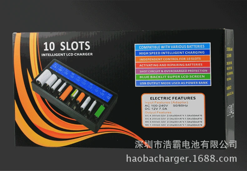 HB 10D2 18650 паз 10 жидкого кристалла умное устройство для зарядки 3,2 V 3,7 V 26650 20700 1,2 в никель-металл-гидридного