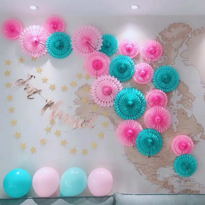 5 шт. папиросная бумага с вырезами бумажные веера Pinwheels Висячие поделки для душа