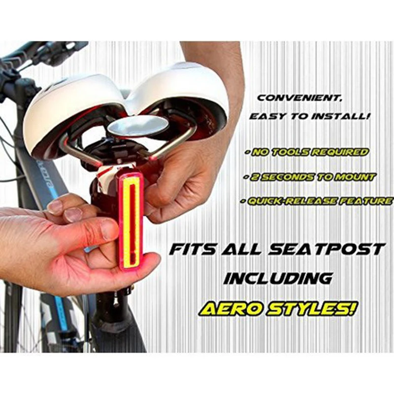 Bicyle Rear LED Light USB Rechargeble Taillights Highlight COB Mountain Bike Aluminum Lamp FK88
