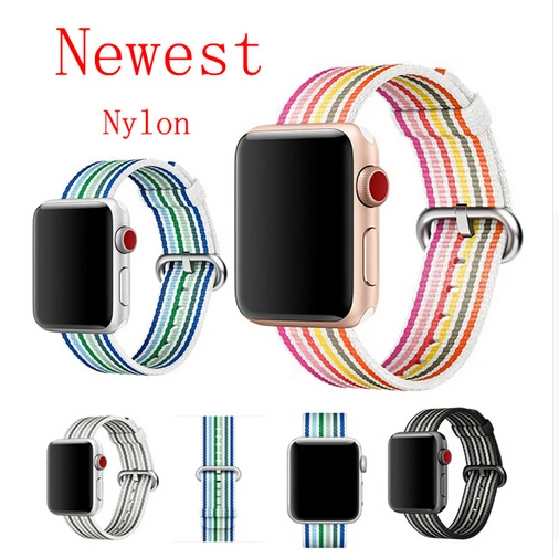 Нейлоновый ремешок в радужную полоску для Apple Watch спортивный iwatch 5 4 3 2 1 42 38 40 44