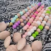 Baby Pacifier Clips Silicone Bead Wooden Beads Pacifier Chain Infant Nipple Appease Soother Chain Clips Dummy Holder Nipple Clip 6