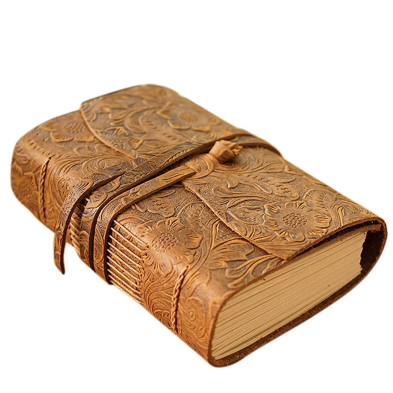 Assorted Embossed Leather Journal Handmade Diary Brown Writing Notebook Unlined 