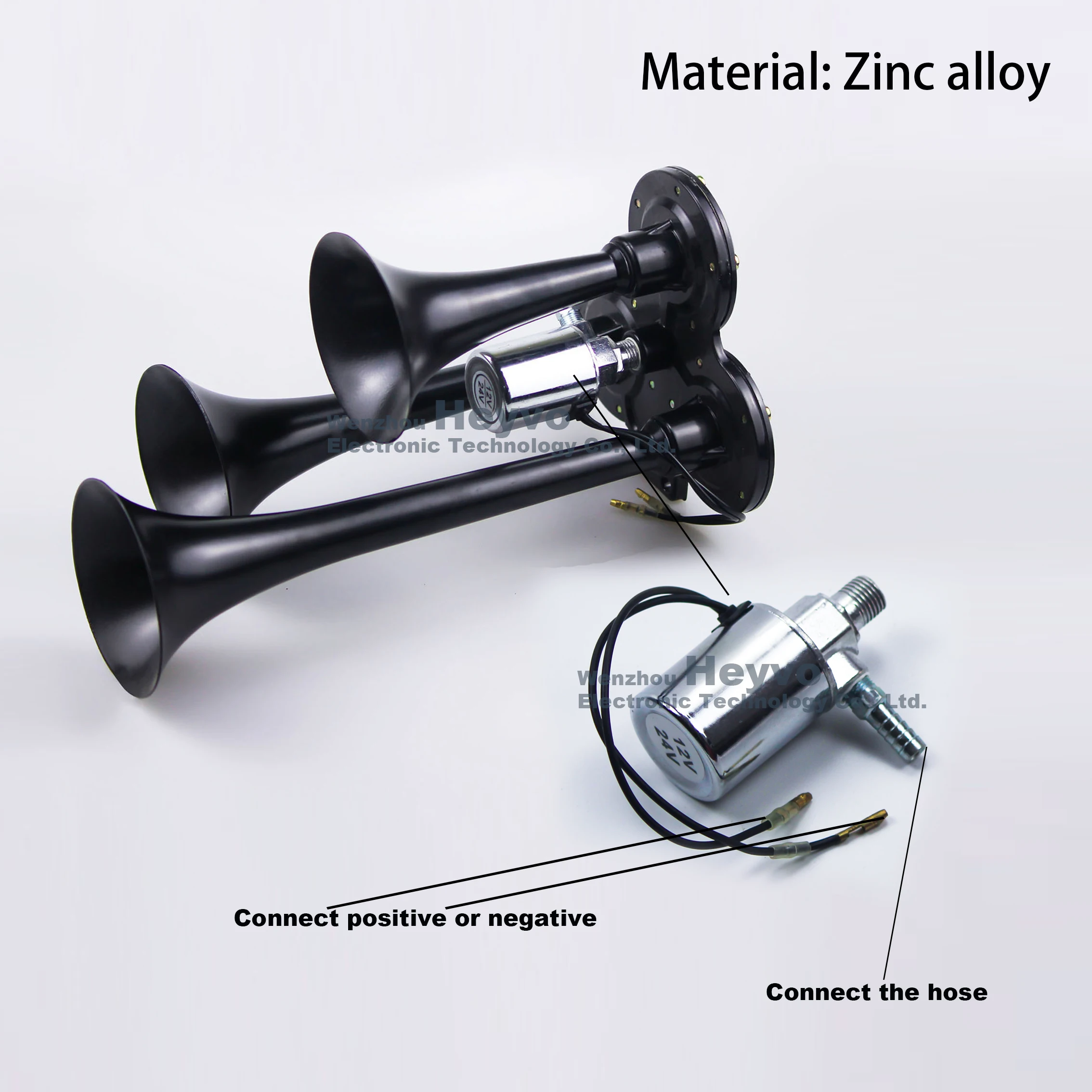 Double tube zinc alloy air horn air pump motor automobile horn compressor  air horn 150DB truck ho