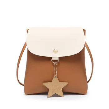 

Women's Cute Square Crossbody Bag Fashion Contrasting Color Messenger Bag Stars Decorative Pendant Phone Bag Sweet Girl Mini Bag