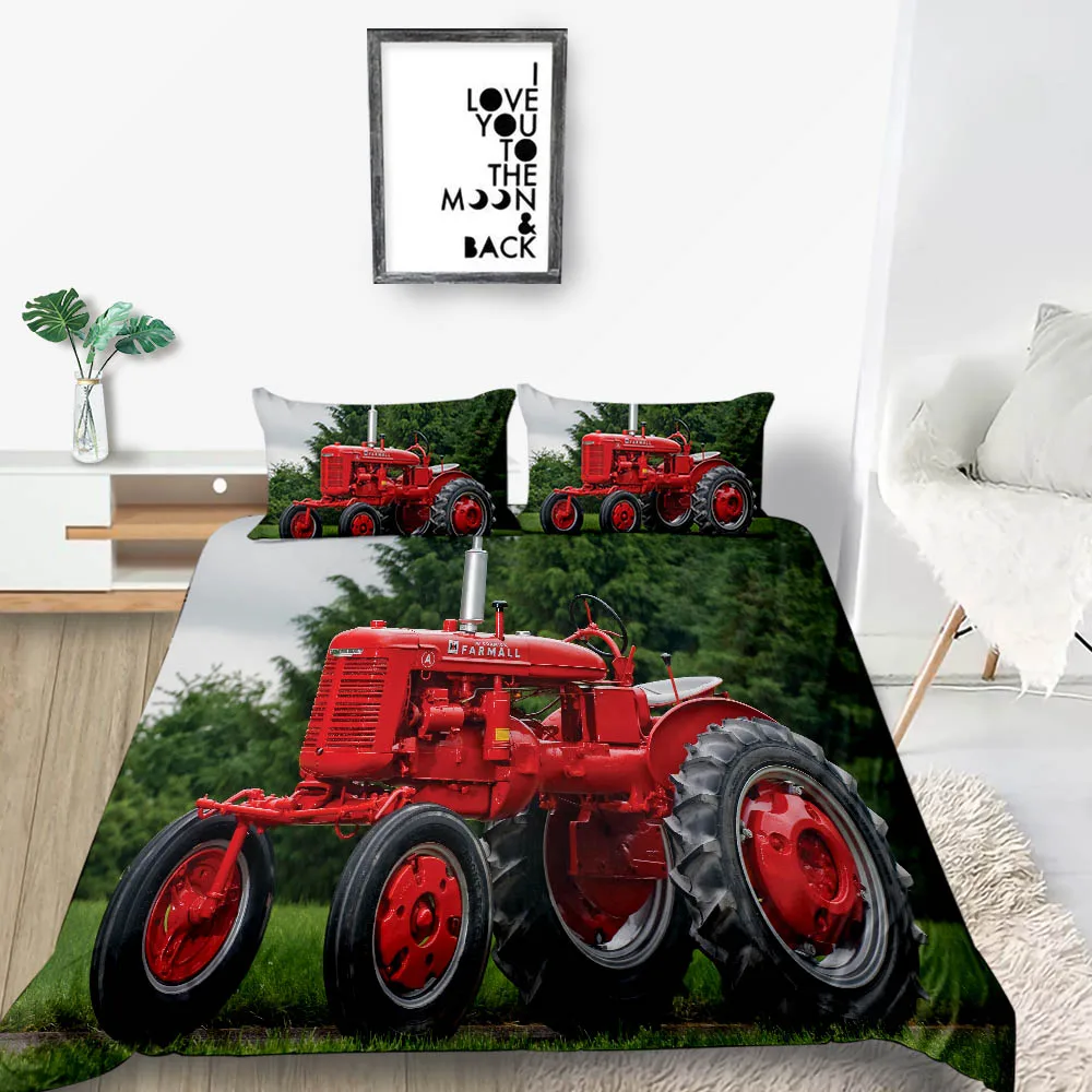 Queen Size Bedding Set Tractor Fashionable 3d Lifelike Comfortable