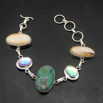 

Hermosa Natural OceanJasper ColorfulTopaz Bracelet For Women 8.5 inch A774