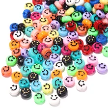 

50PCS 10mm Smiley Face Beads Acrylic Round Spaced Beads for Jewelry Making Bracelet DIY Necklac Handmade Accessories wholesale