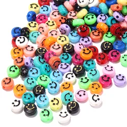 Cuentas de cara sonriente de 10mm, cuentas espaciadas redondas de acrílico para fabricación de joyas, pulsera DIY, collar, accesorios hechos a mano, venta al por mayor