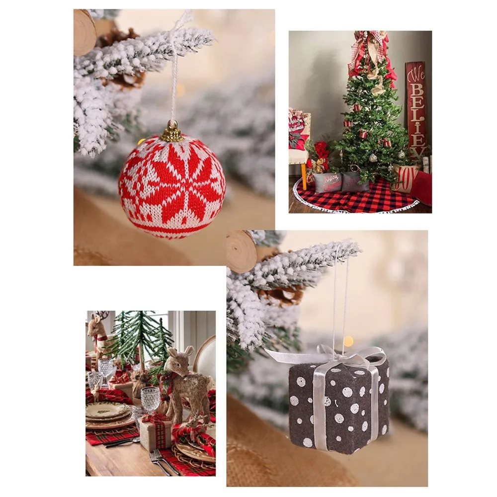 6pc/set Christmas Ornaments Dots Fabrics Decorations Cartoon Pendant Christmas Tree Accessories Dress Up Balls