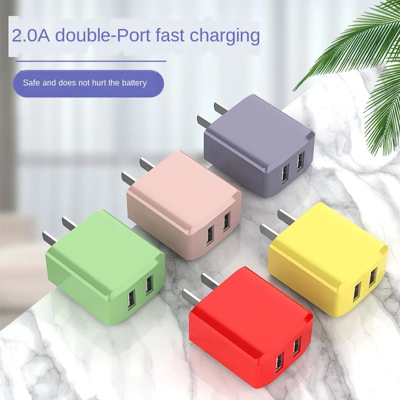

Mobile Phone Charger Macaron Color Fast Charge 5V Charger Adapter Android Universal USB Dual Port Fast Phone 2A Adapter