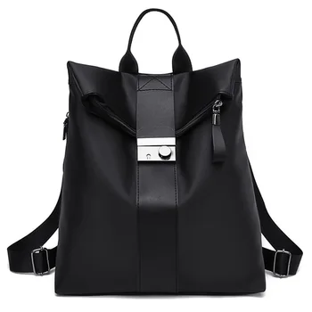 

Zipper Closure Women Backpack Traveling Student School Large Capacity Nylon Daily Inner Pocket Wear Resistant Multifunctional