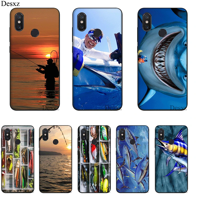 Case For Xiaomi Mi 6 8 A3 Pro CC9E 9T MAX 3 9 SE F1 A1 A2 Lite 5X 6X Cover Southern Blue Fish Fishing Lake Tackle Box | Мобильные