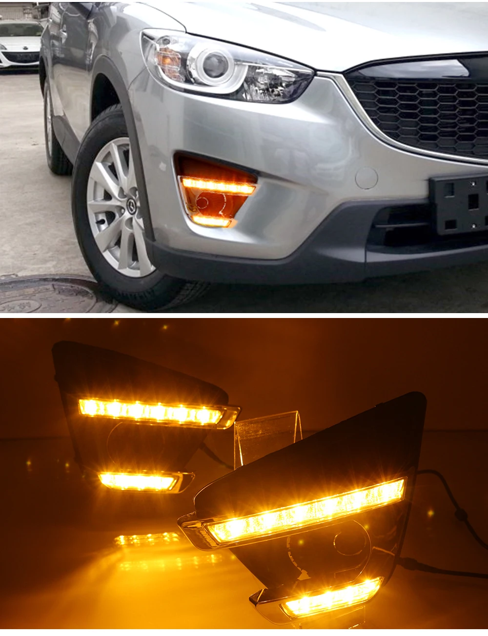 CSCSNL 1 пара поворотников Светодиодные Автомобильные drl дневные ходовые огни с отверстием для противотуманной фары для Mazda CX-5 cx5 cx 5 2012 2013