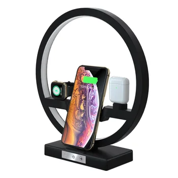 

3 In 1 Table Desk Lamp Fast QI Wireless Charger Dock Station for Apple Watch Airpods iPhone VDX99