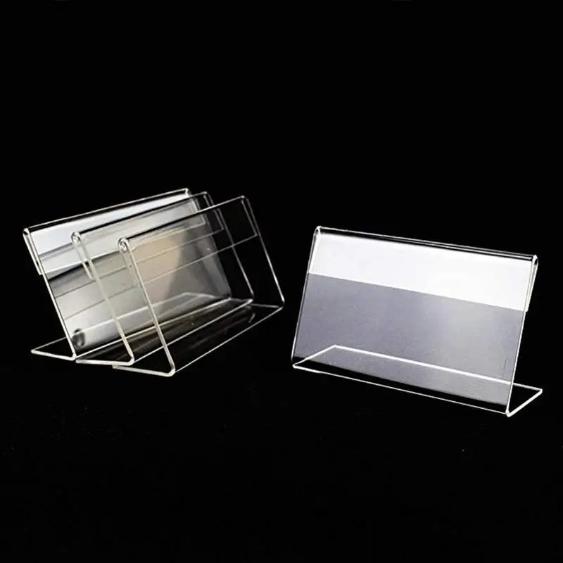 10/6Pcs Plastic Desk Sign Label Frame Acrylic L-shaped Display Business Card Holders Transparent Stand Price Tag Display Rack acrylic display stand set table l shaped table sign high quality commodity price display creative vertical t shaped display stan