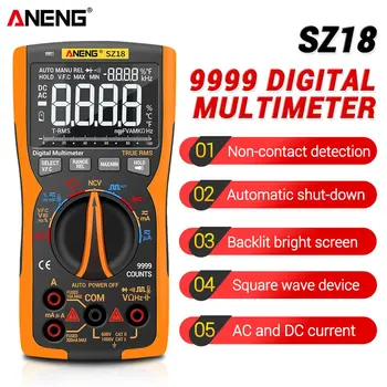 

SZ18 Digital Multimeter 9999 Professional True RMS Analog Tester Multimetro DIY Transistor Capacitor NCV Testers Lcr Meter