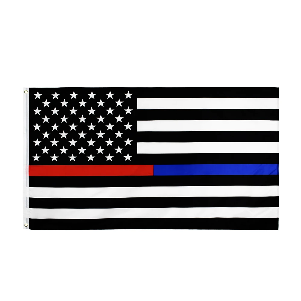 PODIUM 3x5Fts Thin Red And Blue Line Dual American Flag | Дом и сад