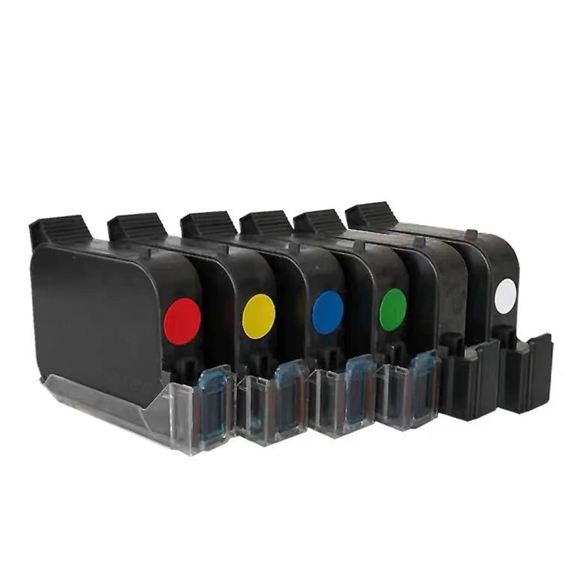 Compatible 25.4mm Black Red Green Blue White Yellow solvent Quick dry ink cartri