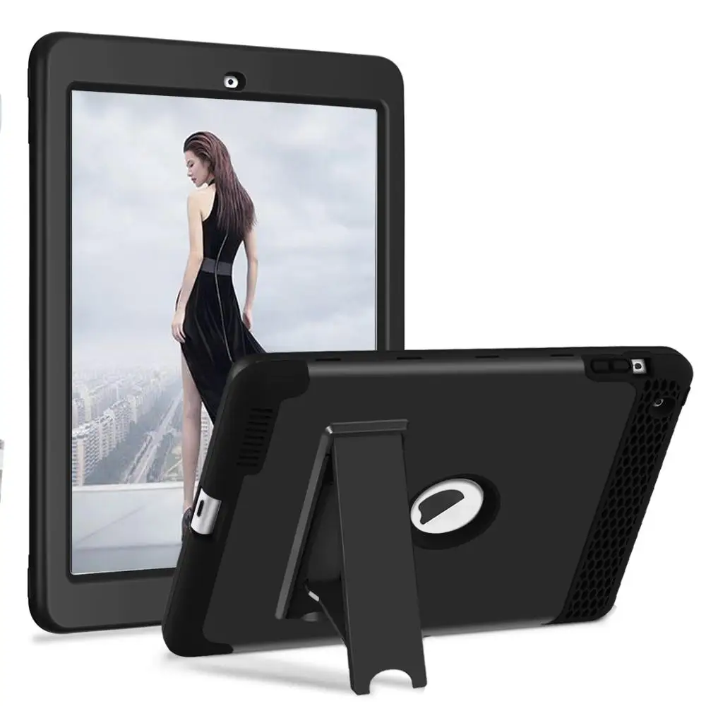Для ipad 4 чехол Гибридный противоударный чехол с подставкой прочный трехслойный ударопрочный противоударный чехол для ipad 2 3 4 - Цвет: black