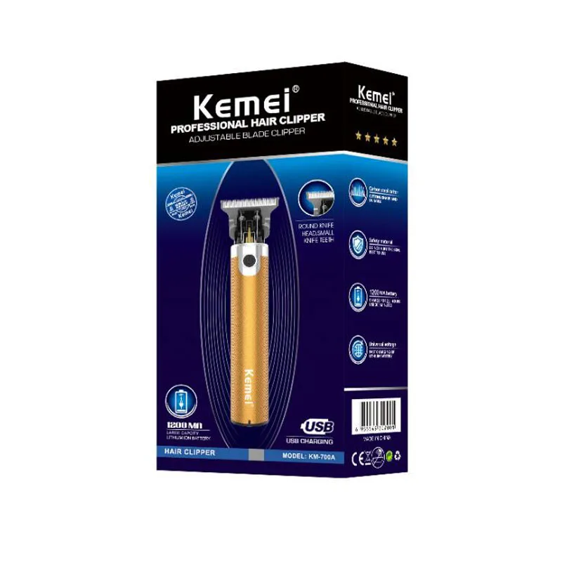 

Cliper Carving T Blade 0 MM Hair Trimmer Electric KM-700A USB Cutter Rechargeable Clipper Professional Kemei 0mm Haircut Machine
