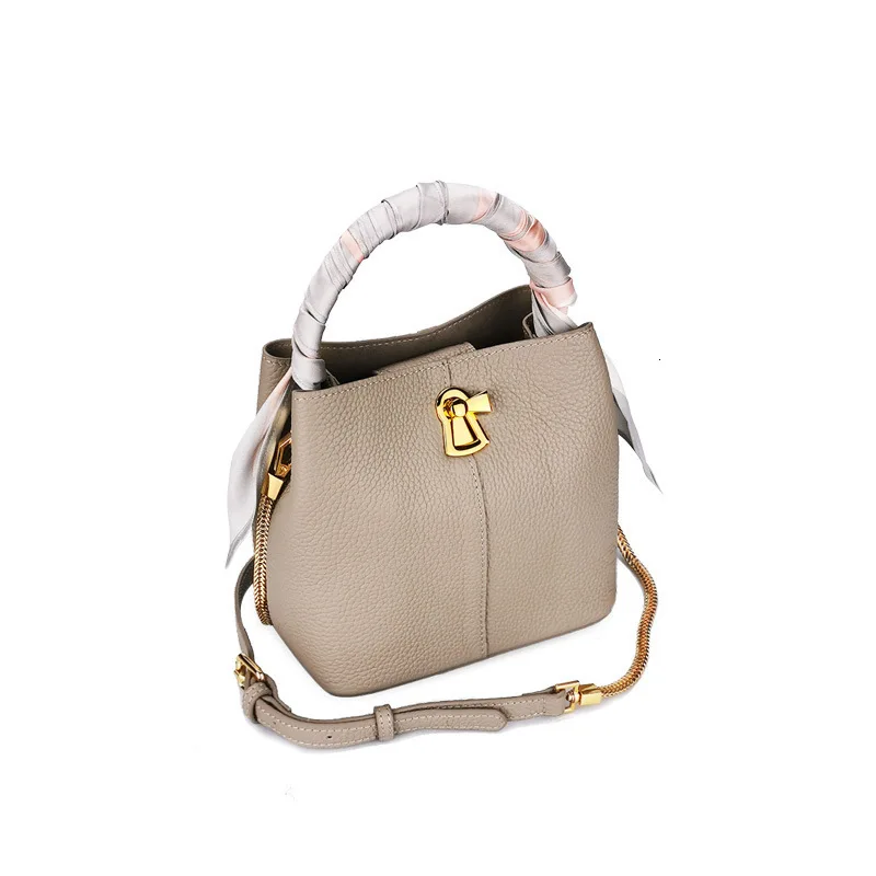 

2019 Woman Layer Cowhide Bucket Package Genuine Leather Single Shoulder Messenger Handbag New Fashion luxury women bags designer