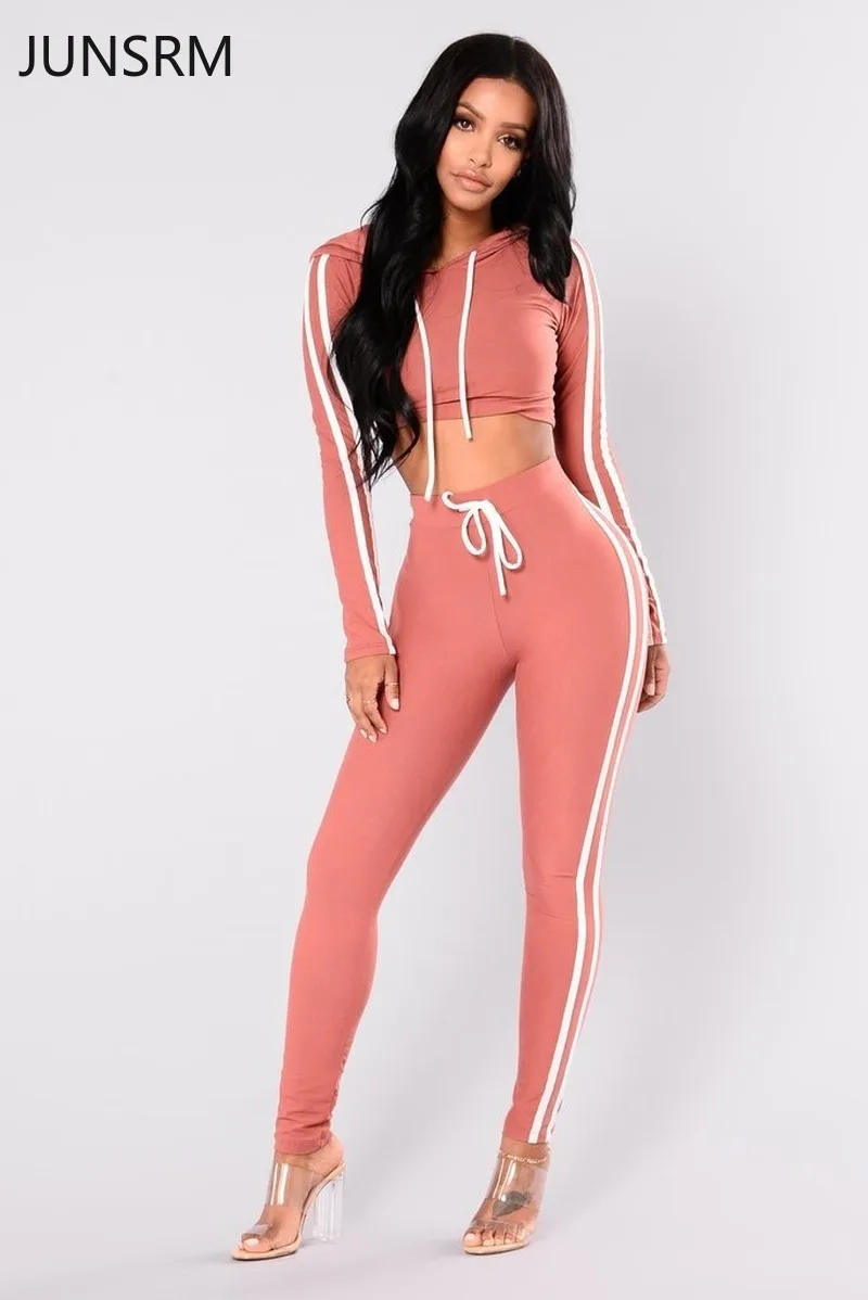 Женский костюм из двух частей осенне зимний спортивный сексуальный однотонный с