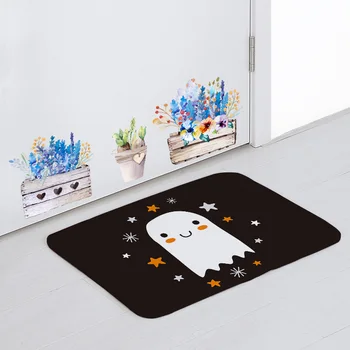 

Cute Halloween Style Door Mat Spider Skeleton Witch Bat Living Room Decoration Mat Cat Pumpkin Mummy Living Room Rest Blanket