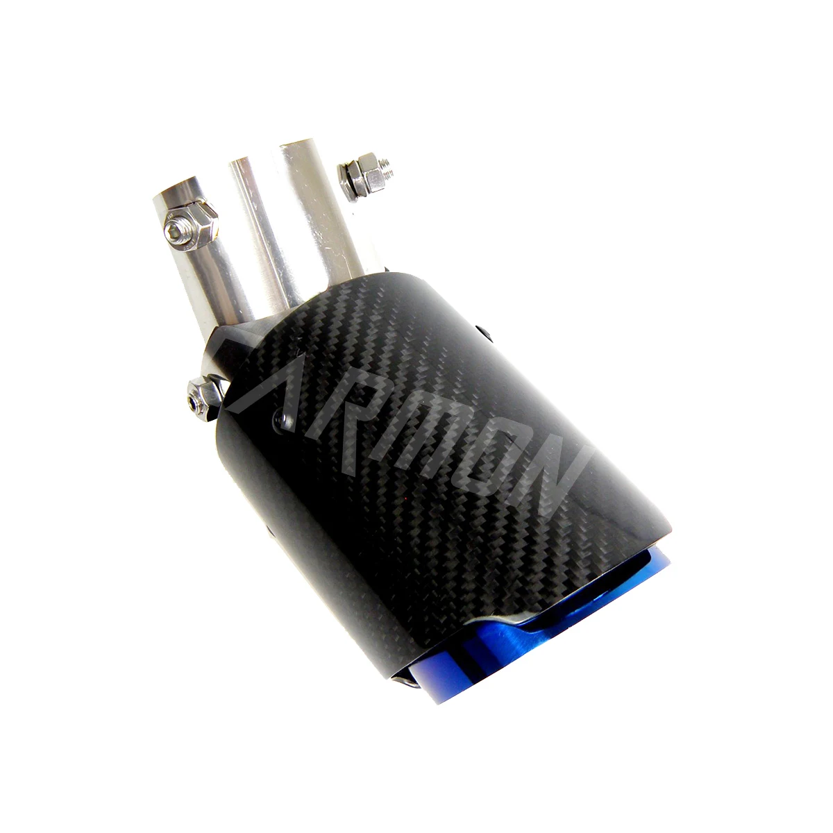 Car Universal No Logo Angle Adjustable Carbon Fibre Exhaust Tip Straight Edge Burnt Blue Carbon Fiber Muffler Tip for Toyota Etc