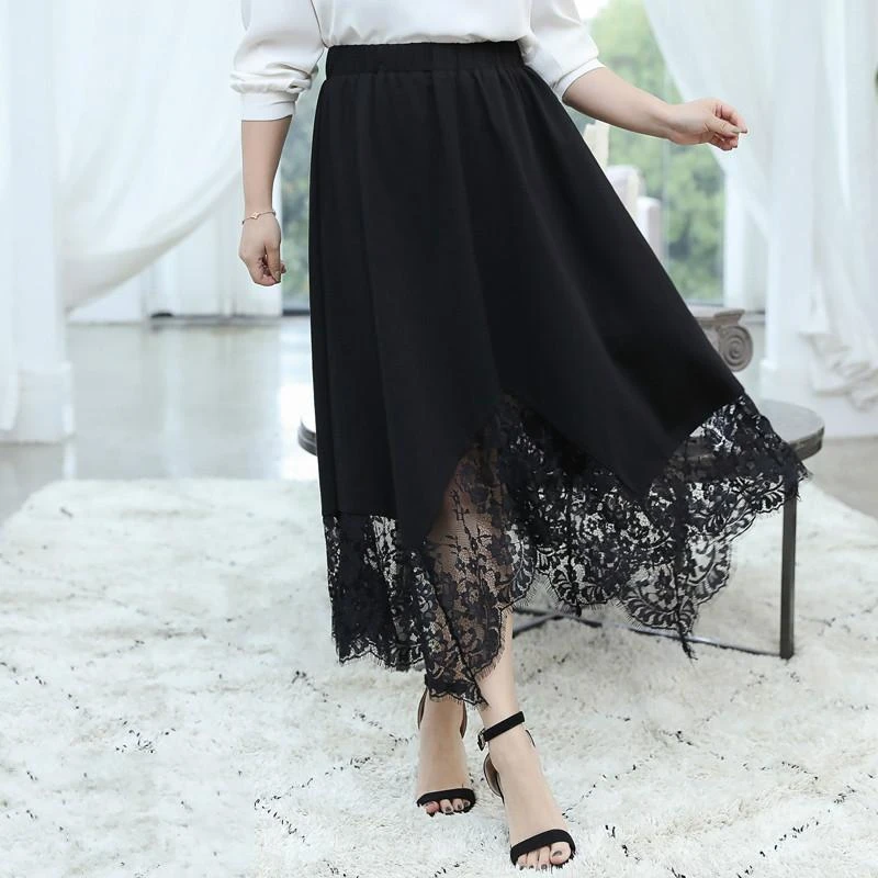 black lace skirt plus size