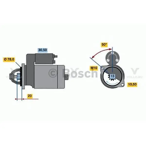 0986019361 bosch стартер 12v, 1.4kw