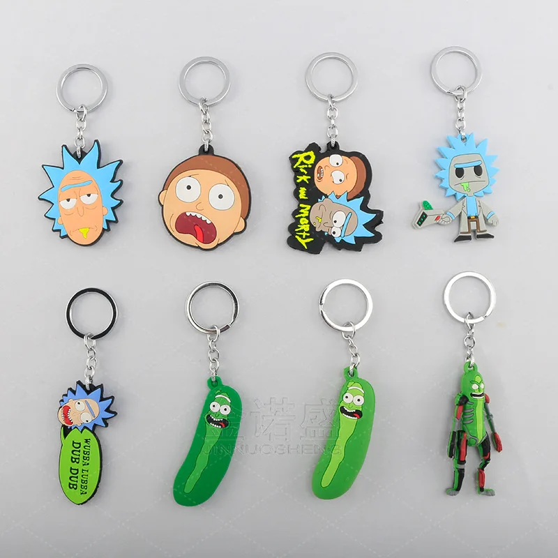 

Rick And Morty Keychain Women and Men Key Chain Cute Anime Cartoon Kids Key Ring Gift Porte Clef