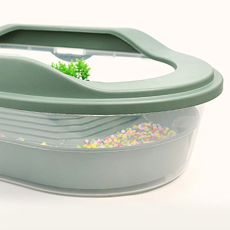 Turtle Habitat House with Basking Slope Swim Pool Plastic Tank for Reptiles Detachable 2 Layers Design Simple to Clean Durable turtle tank