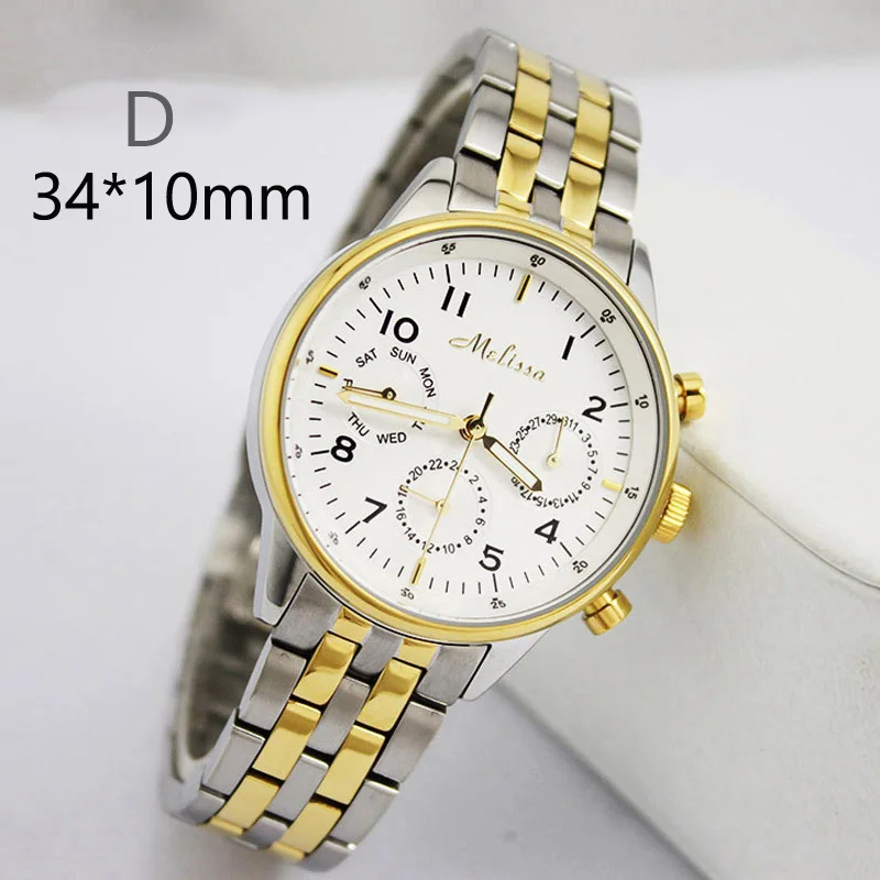 D woman yellow gold Распродажа! Скидка реальные многофункциональные Мужские Женские часы все из нержавеющей стали зубец Установка кубический циркон кожаный браслет с кристаллами - Цвет: D woman yellow gold