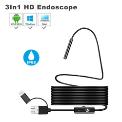 KLW 5.5mm Lens Waterproof Android Endoscope Camera 1m 2m 3.5m 5m 10m Hard Soft Flexible Wire USB Surveillance Endoscope Camera