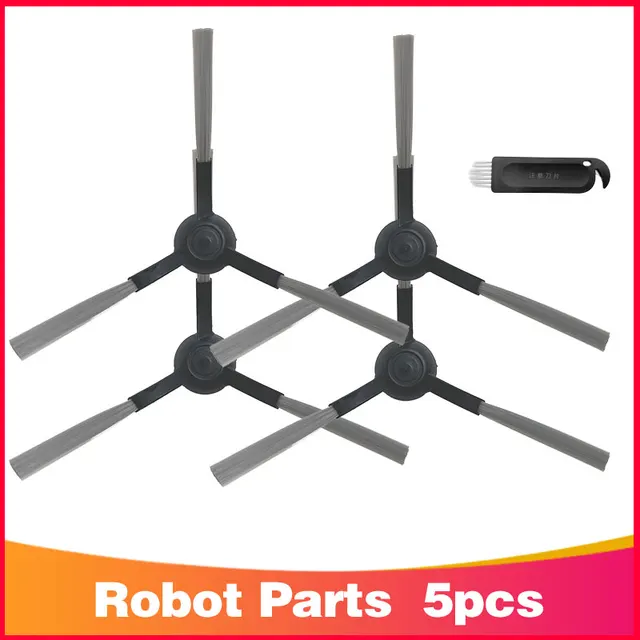 Hepa Filter Roller Side Brush Mop Rag Cloth for Xiaomi Mijia LDS / STYJ02YM / Conga 3490 Viomi V2 PRO V3 SE Robotic Vacuum Parts 4 Side Brushes Black