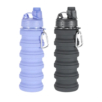 

2Pack 500ML Collapsible Water Bottle,BPa Free Silicone Foldable Travel Water Bottle Set Lightweight/Eco-Friendly Water Bottles w