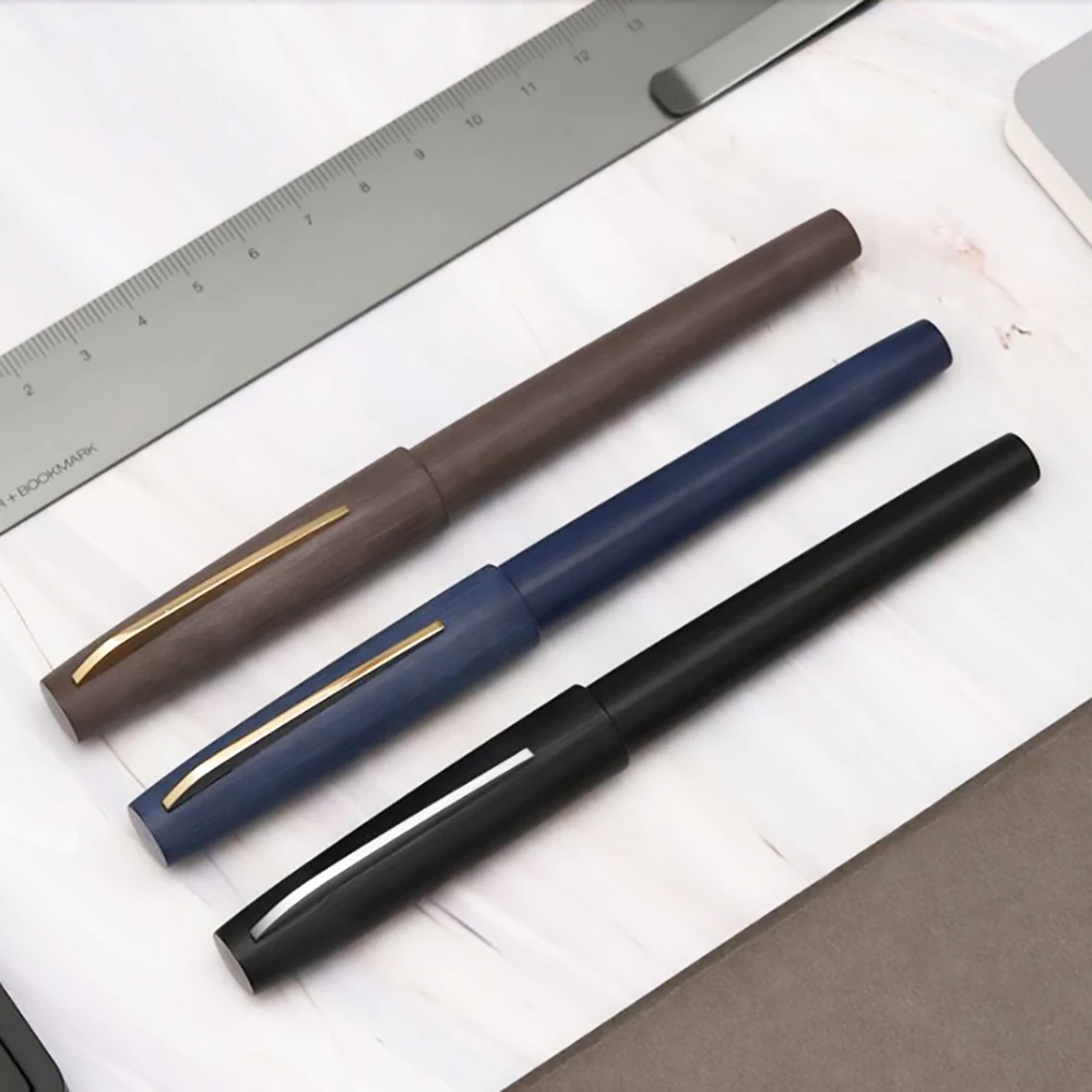 

New Launched KACO EDGE Brushed Matte Fountain Pen Schmidt Fine Nib with Original Converter, Come with Gift Box Writing Pen Set