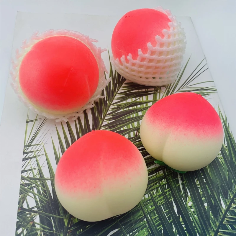 634F 1Pcs Simulation Peach Colorful Vent Ball Toy, Relieve Anti Stress Press Decompression Toy Balls for Child Kids mochi's fidget toys