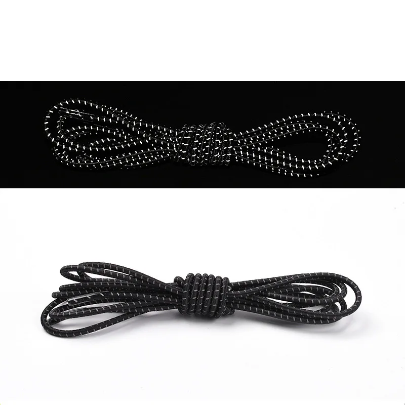 Черный 1 пара, 105 см, яркие цвета, круглые эластичные шнурки разных цветов, эластичные спортивные кроссовки, шнурки для обуви - Цвет: Черный