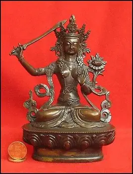 

Large brass Small Tibetan bronze Manjusri Majushri Bodhisattva Buddha Statue Figure 6.4"H Decoration 100% Brass Bronze