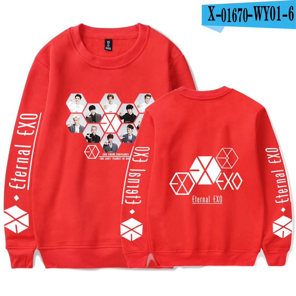 EXO PLANET#5 свитшоты женские новые толстовки с принтом пуловер с капюшоном плюс размер EXO PLANET#5 толстовки с капюшоном - Цвет: Шампанское