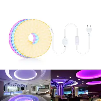

220V LED Strip Kitchen Lighting Ceiling Decoration LED Light Flexible Outdoor Light Strip Waterproof Tape Ribbon With EU Power